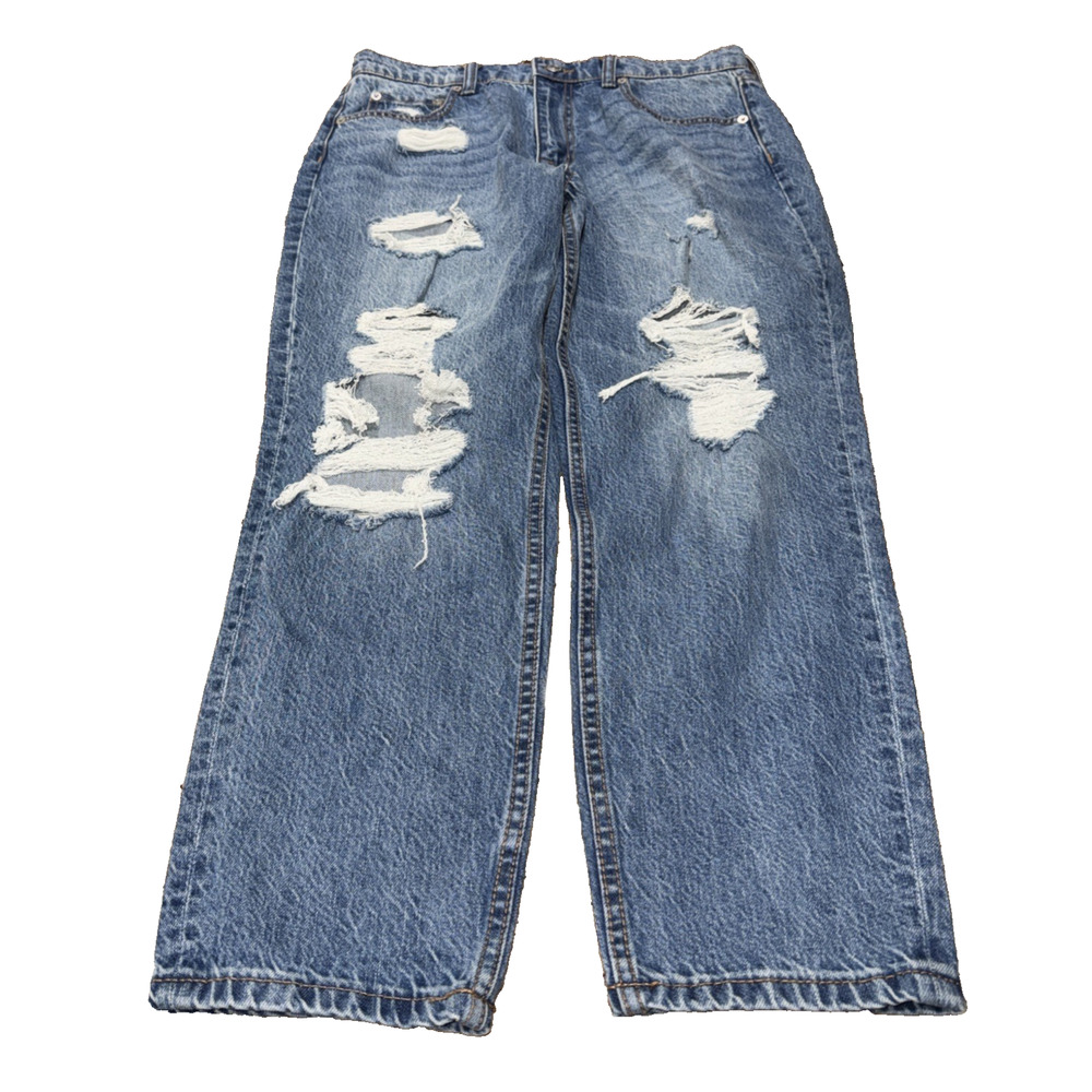 Aéropostale Mom Jeans Light Wash Distressed High Rise Size 10